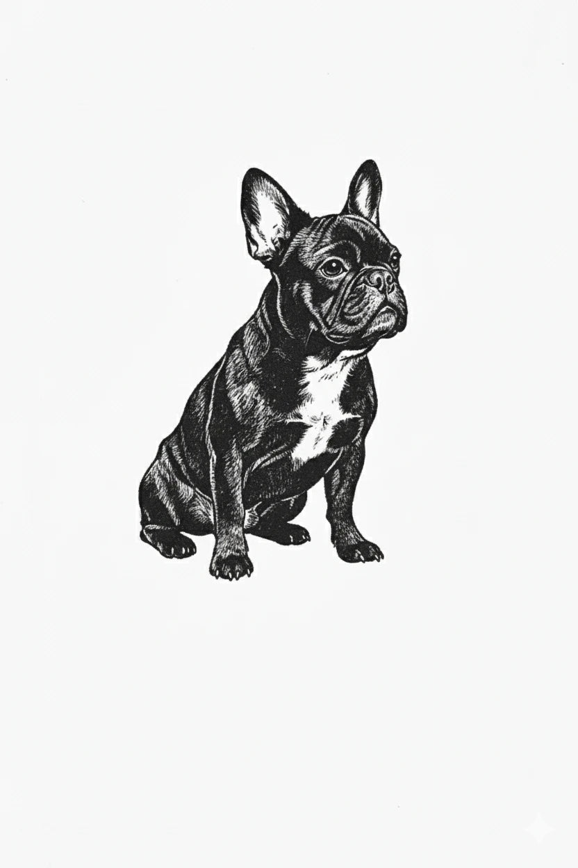 Frenchie Dog Stipple Art