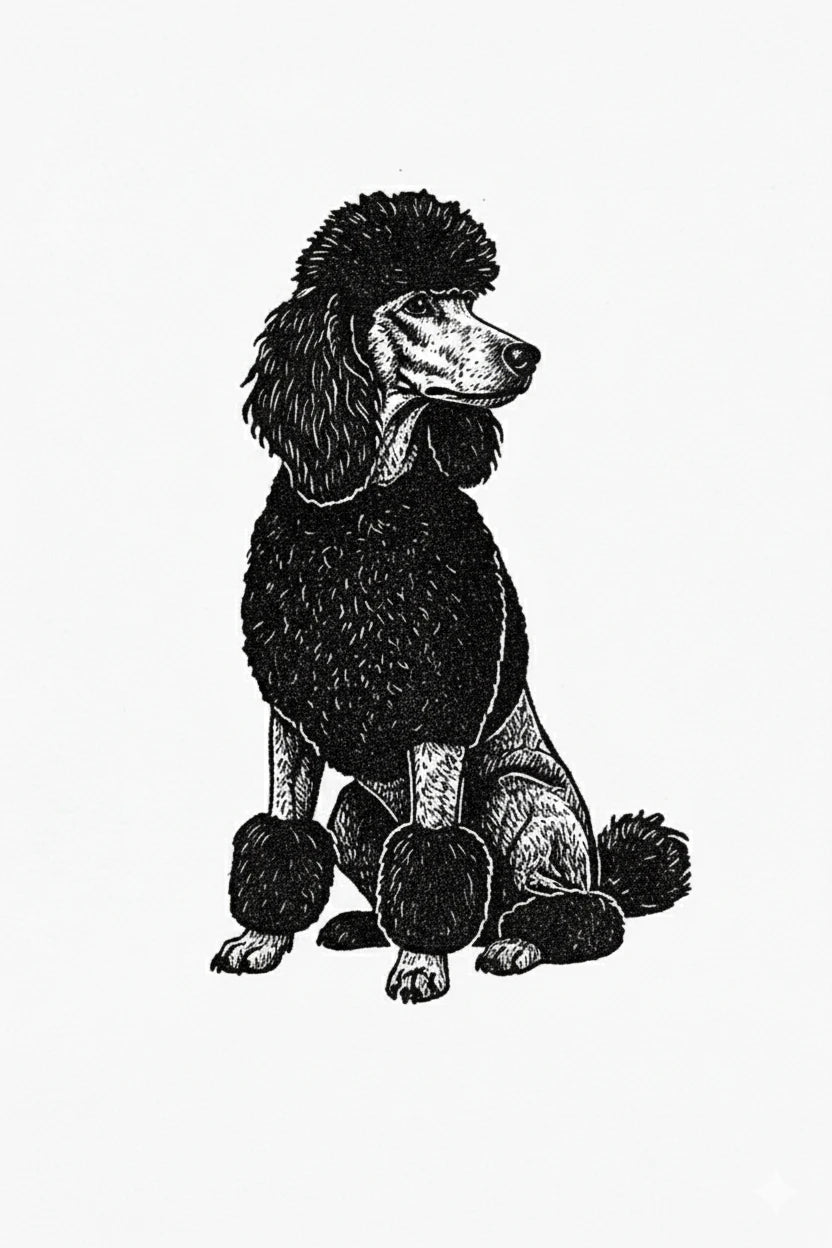 Poodle Dog Stipple Art Collection