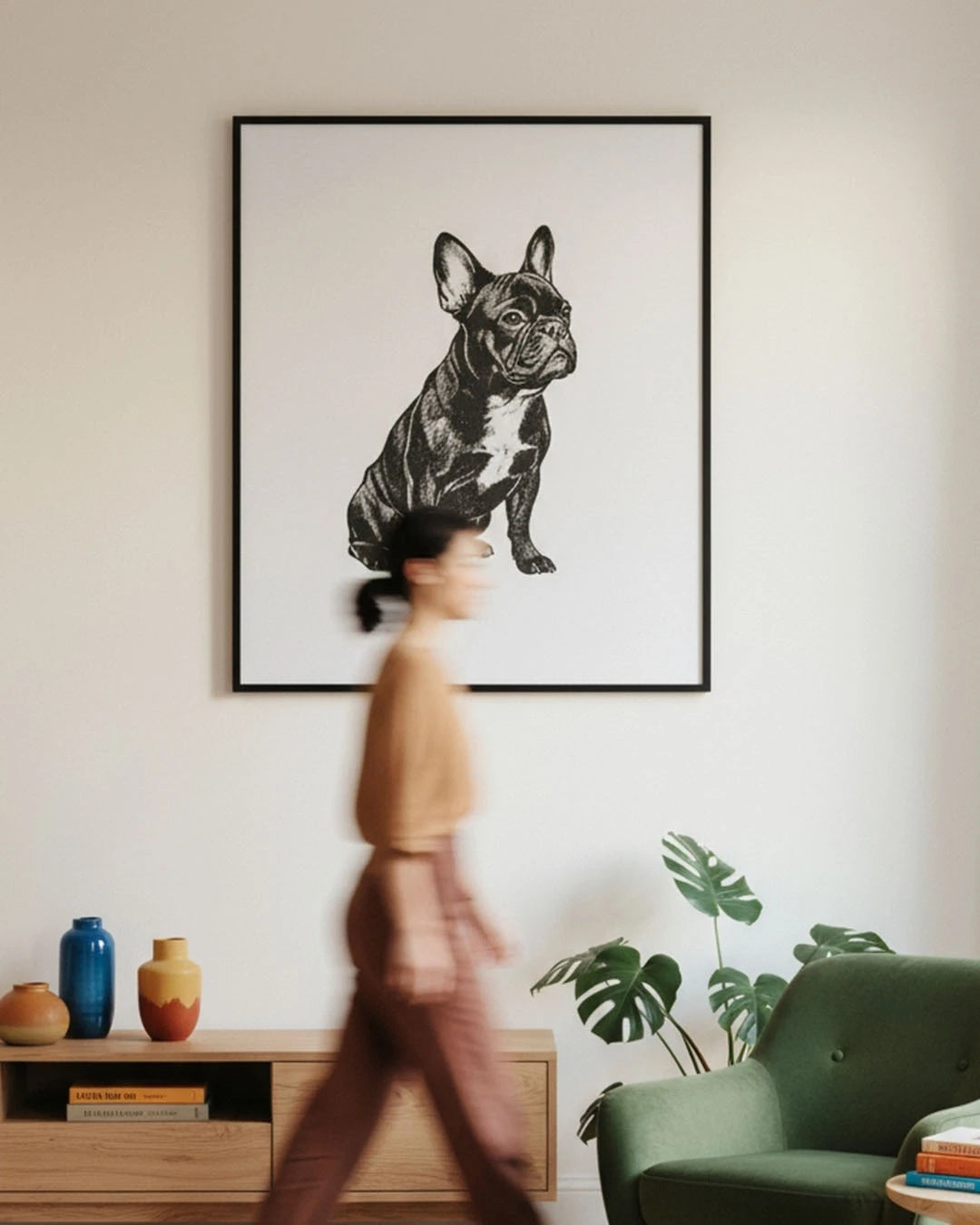 Frenchie Dog Stipple Art