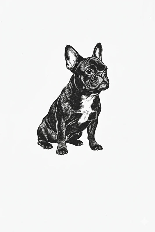 Frenchie Dog Stipple Art