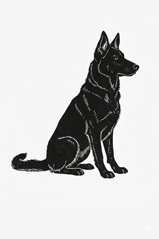German Shepherd Dog Stipple Art