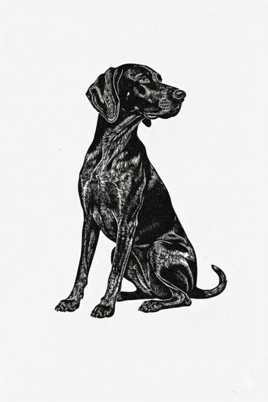 German Shorthaired Pointer Dog Stipple Art