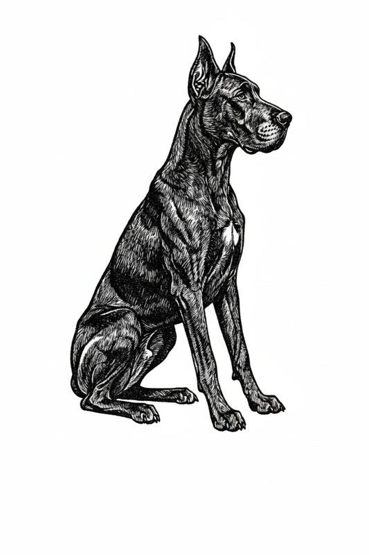 Great Dane Dog Stipple Art