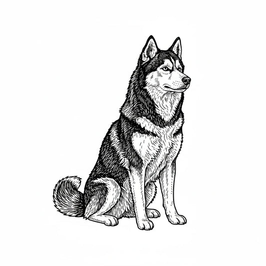 Husky Dog Stipple Art Collection
