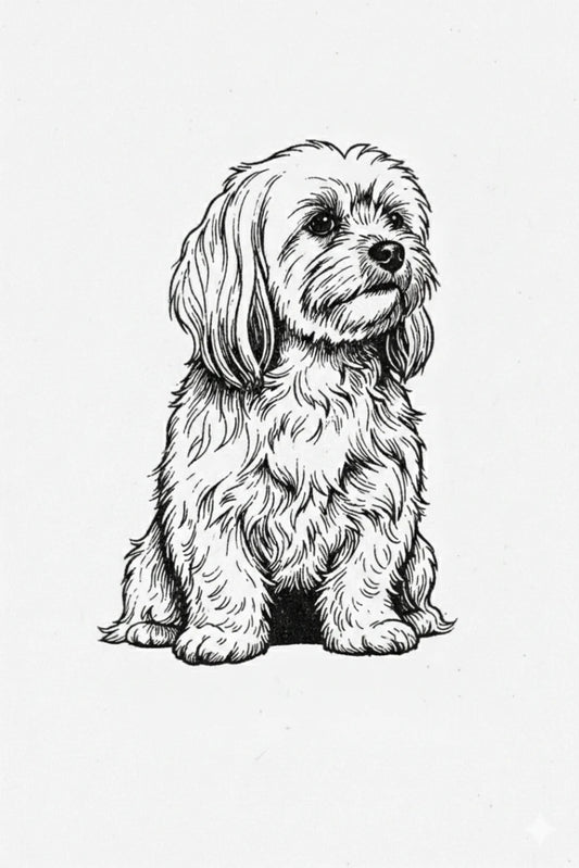 Maltese Dog Stipple Art Collection