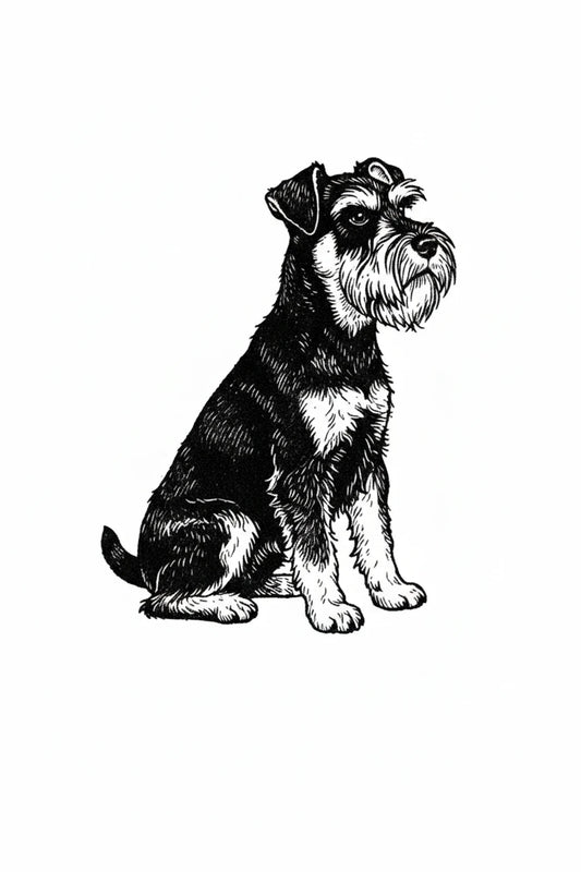 Mini Schnauzer Dog Stipple Art Collection