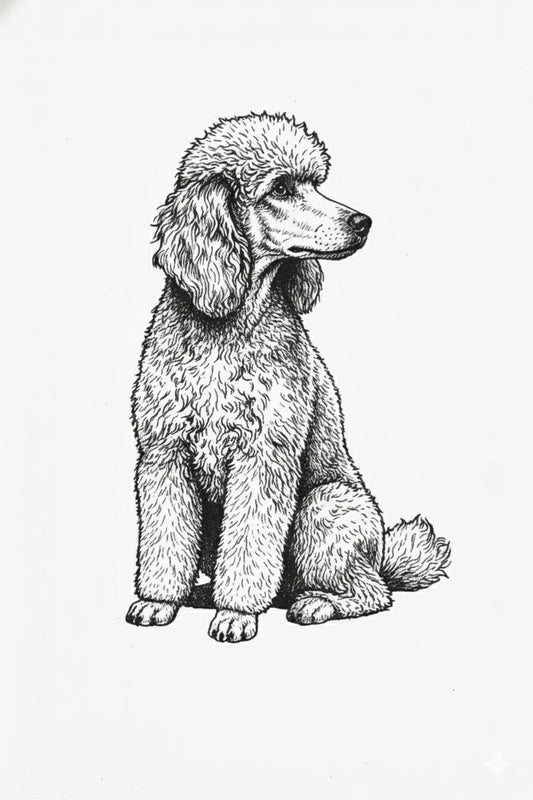 Poodle Dog Stipple Art Collection