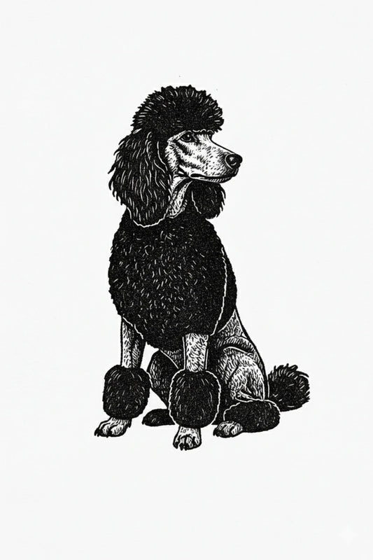 Poodle Dog Stipple Art Collection