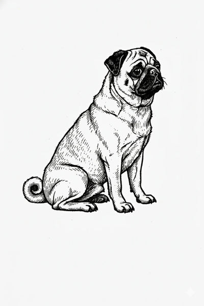 Pug Dog Stipple Art Collection