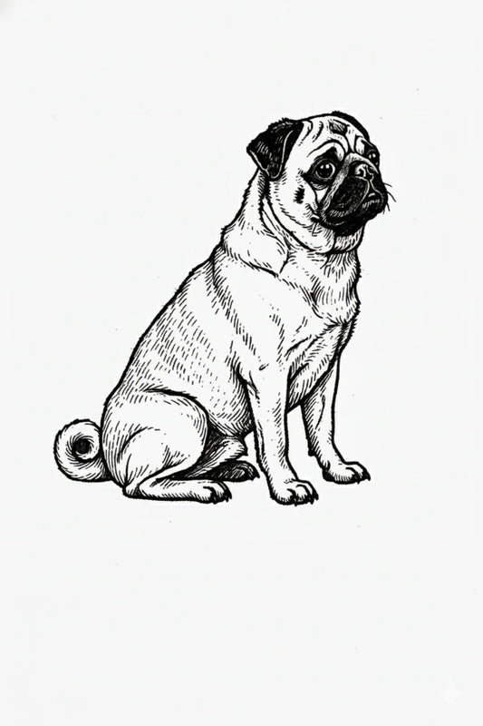 Pug Dog Stipple Art Collection